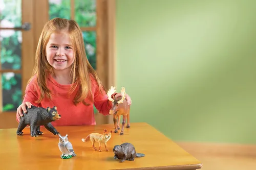 Vista 3 de Animales del bosque grandes de Learning Resources - Habilidades motoras finas para niños, figuras escolares para niños, Montessori para niños