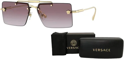 Vista 3 de Versace VE2245 Rectangle Sunglasses for Women BUNDLE With Designer iWear Complimentary Eyewear Kit