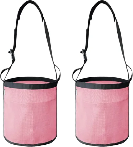 Vista 8 de Bolsa de alimentación para caballos, cubo de alimentación de caballos de grano de malla de nailon (negro 2P) con correa ajustable, almohadilla