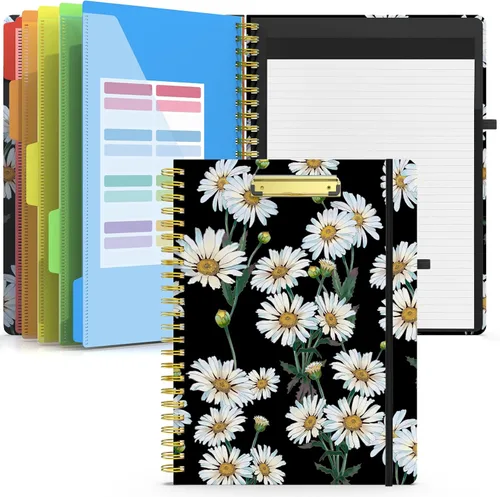 Vista 8 de Sooez Folio portapapeles con bloc de notas recargable, carpeta con 10 bolsillos de almacenamiento para tamaño carta, cuaderno portapapeles