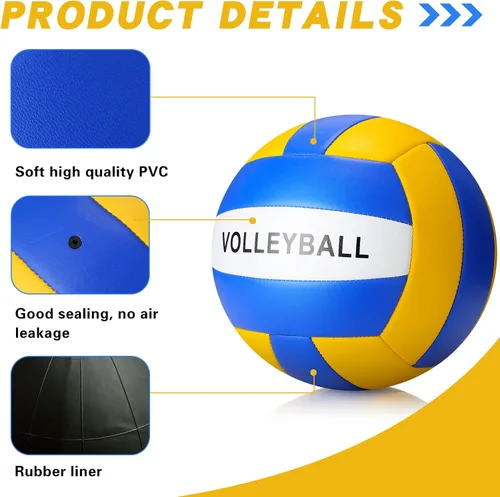 Vista 3 de Jerify Pelota de voleibol de tamaño 5 oficial para interiores y exteriores, pelota de entrenamiento suave para principiantes, adolescentes, adultos