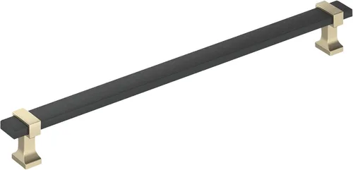 Vista 26 de Amerock Overton - Tirador para gabinete de 96 mm de centro a centro en acabado negro mate cepillado/bronce champán, BP36681BMBCZ