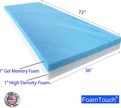 Vista 2 de FoamTouch Colchón de espuma viscoelástica de gel de 2" sin funda Gel sobre espuma blanca