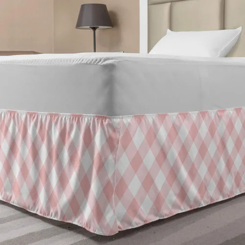 Vista 29 de Lunarable Falda de cama elástica de trébol, tréboles de cultura irlandesa con temática del día de San Patricio, 4 hojas, falda de cama de tela