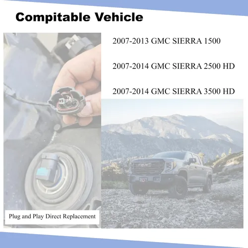 Vista 4 de Arnés de cableado de faros compatible con GMC Sierra 1500 2500 3500 2007-2014 reemplazo del conector de arnés de cableado de faros # 15841610