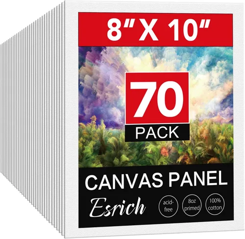 Vista 21 de ESRICH Tableros de lona para pintura, paquete de 15 lienzos de 4 x 4, 100% algodón, pequeños lienzos imprimados sin ácidos, mini paneles de lienzo