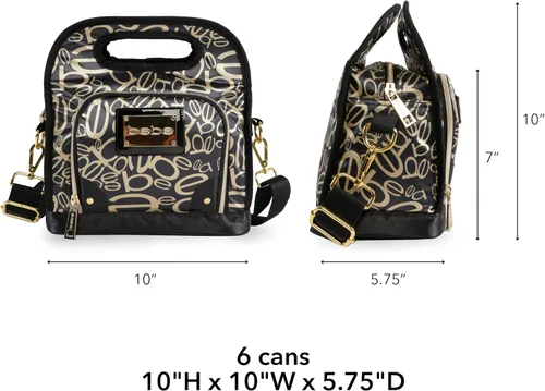 Vista 8 de BEBE Coco - Lonchera aislada reutilizable con bolsa de mano, Negro/Oro, Coco - Lonchera térmica reutilizable