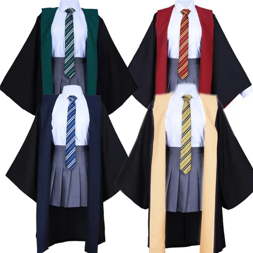 Vista 5 de Batas de mago, capa de mago, uniforme escolar, Halloween, Navidad, carnaval, cosplay, disfraz para adultos y adolescentes, capa con capucha