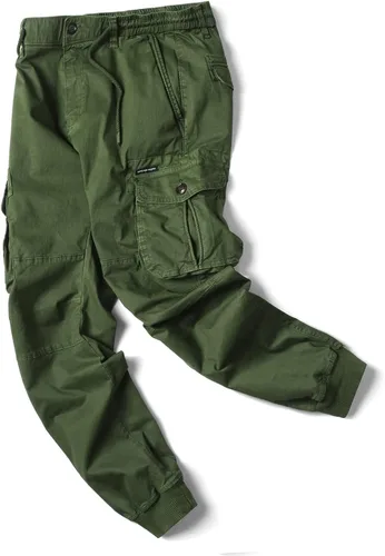 Vista 5 de Mens Linen Pants Drawstring Buckle Zipper Cargo Pants Multi Pockets Solid Beam Feet Athletic Sweatpants Outdoor