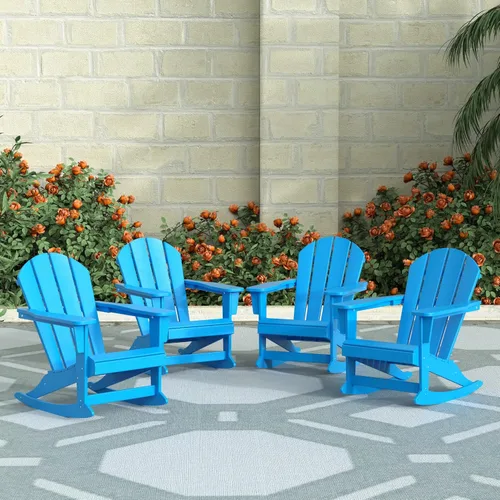 Vista 198 de WestinTrends Silla mecedora Malibu de poliéster para exterior/patio Adirondack, Negra