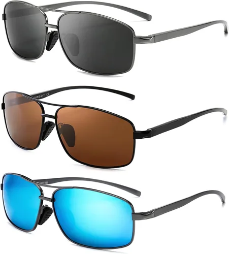 Vista 16 de SUNGAIT lentes de sol polarizados rectangulares livianos con protección 100% contra rayos UV