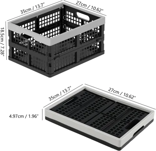 Vista 2 de Gainhope - Paquete de 3 cajas plegables de plástico de 15 L, cajas plegables Cestas apilables para estante, cocina, despensa