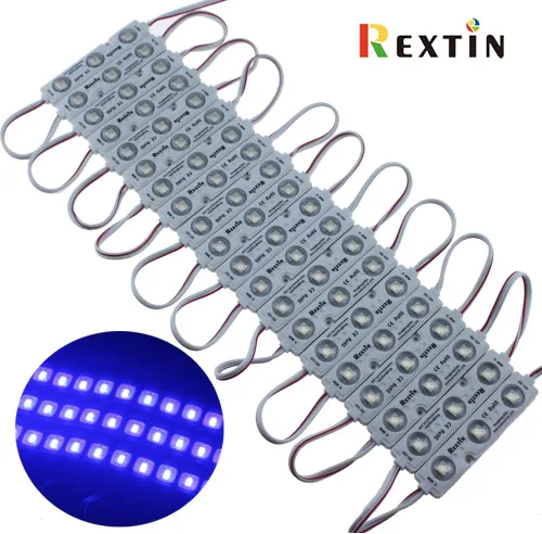 Vista 2 de Súper brillante, 200 unidades, módulo de 3 LED, azul, 5050, SMD, 66-72 lúmenes cada módulo, luz decorativa impermeable, para cartel con letras