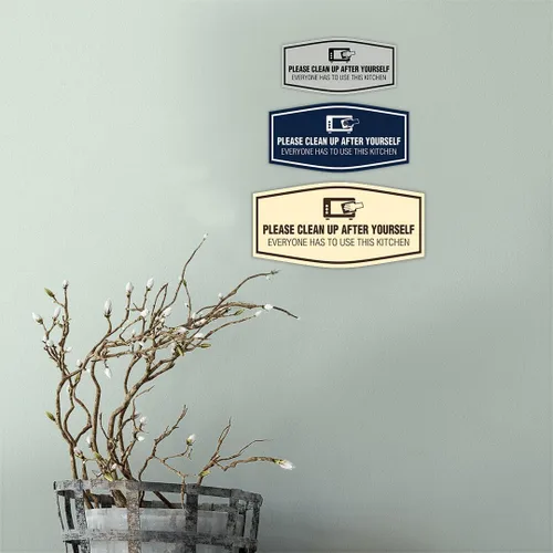Vista 5 de Signs ByLITA Fancy Please Clean Up After Yourself Everyone Has To Use This Kitchen Sign (Negro) - Pequeño