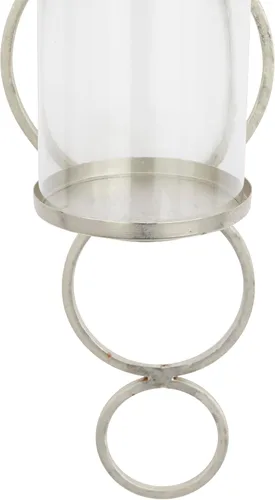 Vista 2 de CosmoLiving by Cosmopolitan Aplique de pared de metal con vela individual, 7 "x 7" x 25 ", plateado