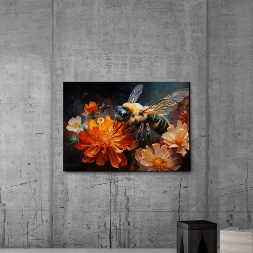 Vista 5 de StoreUSA97 Arte de pared floral de abejorro, impresión mágica en lienzo botánico, ilustración de retrato de abeja encantada, póster de jardín
