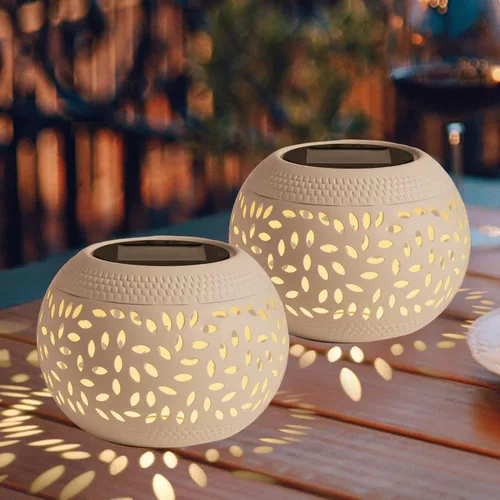 Vista 12 de Faroles solares de mesa impermeables para exteriores, lámpara LED de metal blanco, luz de mesa, lámpara decorativa para escritorio