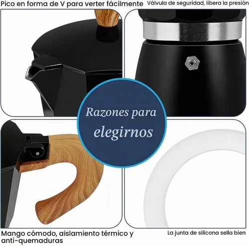 Vista 7 de 3 tazas Moka Pot Aluminio 5.1 fl oz Cafetera Italiana Estufa Cafetera Espresso Cafeteras Mocha Pot Percolador para estufa de cerámica eléctrica