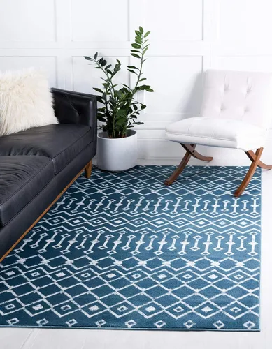 Vista 15 de Unique Loom Enrejado Marroquí Colección Trellis Geométrica Transicional Beige/Marfil Alfombra Área (10 pies 8 pulgadas x 16 pies 5 pulgadas)
