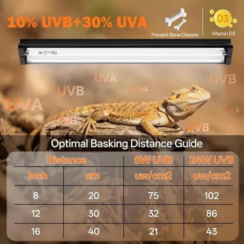 Vista 4 de T5 10.0 UVB Kit combinado de lámpara de reptil 24W 22", con tarjeta