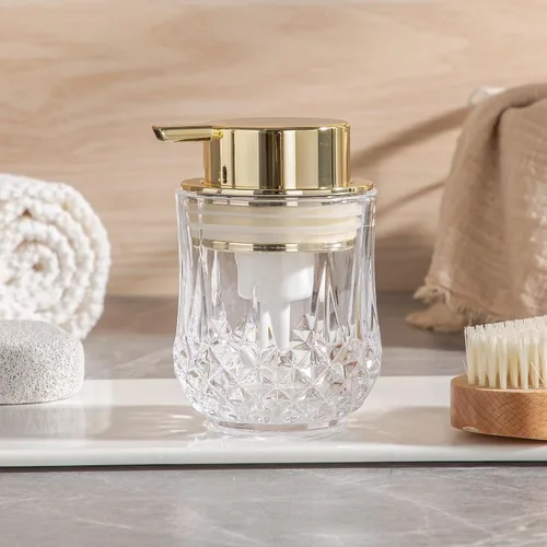 Vista 7 de Dispensador de jabón espumoso, dispensadores de jabón de espuma para manos de baño con bomba dorada, dispensador de jabón para platos recargable