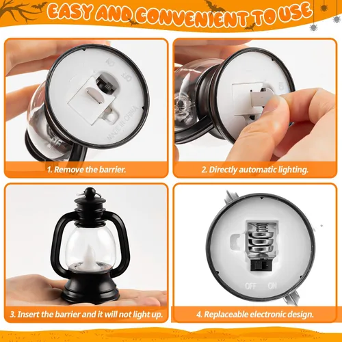 Vista 11 de 12 mini linternas de Halloween, centro de mesa de linterna occidental de 4 pulgadas Pequeña lámpara colgante vintage a granel para mesa de centro