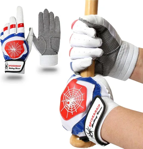 Vista 7 de J&S Sporting Spider Grip - Guantes de bateo de béisbol antideslizantes - Agarre antideslizante duradero para hombres y jóvenes jugadores