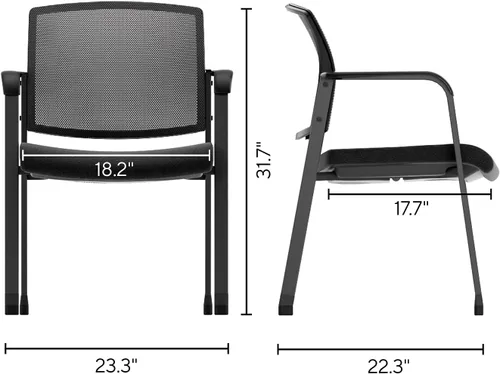 Vista 7 de Workplace 2.0 - Silla de invitados y recepción, de malla, apilable, color negro