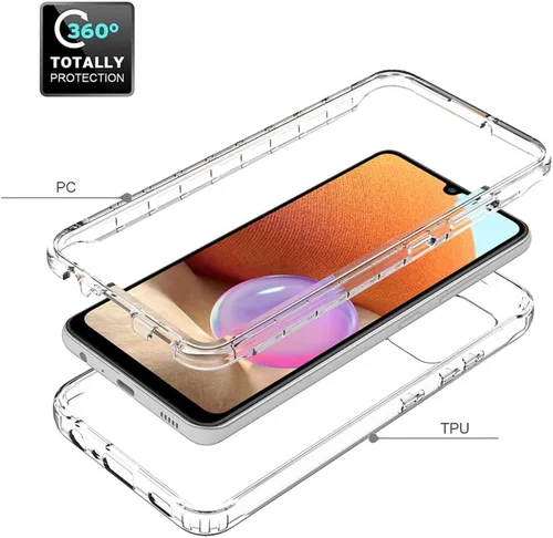 Vista 3 de Funda compatible con Galaxy A32 4G, SM-A325F SM-A325M con protector de pantalla de vidrio templado, cuerpo completo, a prueba de golpes