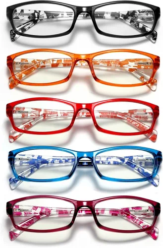Vista 9 de Reading Glasses for Women, Rectangle Readers for Women with Blue Light Blocking Spring Hinge Eyeglasses UV Filter