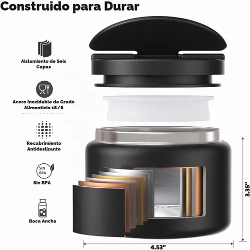 Vista 5 de Termo de sopa de 14.5 onzas para comida caliente para niños, tarro de comida aislado al vacío, termo de sopa sin torsiones para comida caliente