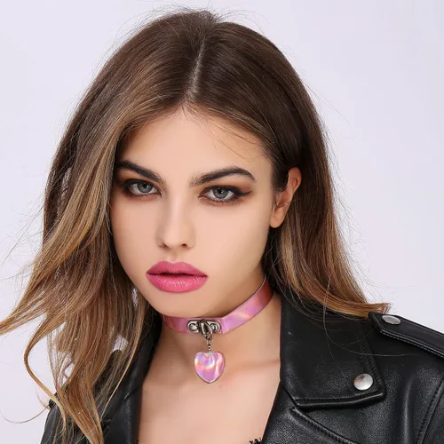 Vista 4 de LaVenty Gargantilla gótica ajustable punk de piel sintética para fiesta de discoteca collar gargantilla collares vintage