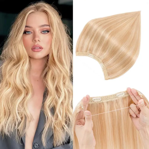 Vista 14 de Extensiones de cabello humano real, extensiones de cabello humano 100 % humano, extensiones de clip, ondulado, negro azabache 01, 2.46 oz/18 pulgadas