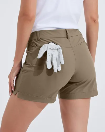Vista 15 de Willit Pantalones cortos de golf de 4.5 pulgadas para mujer, de secado rápido, casuales, con bolsillos, resistentes al agua