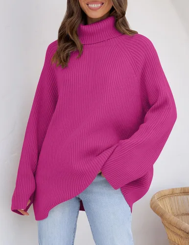 Vista 3 de ZESICA Women's 2024 Winter Sweaters Oversized Turtleneck Long Sleeve Chunky Knitted Pullover Sweater Jumper Tops