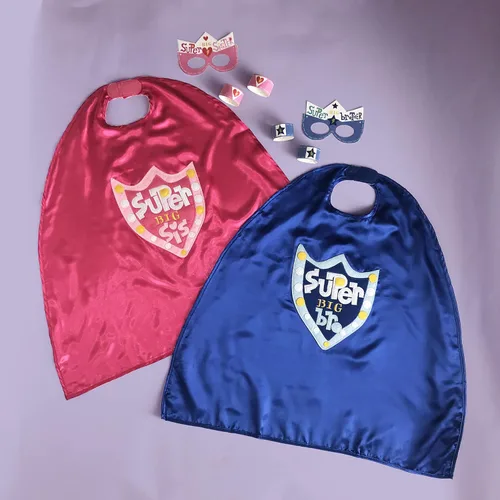Vista 9 de C.R. Gibson Pink 'Big Sister' Superhero Cape Children's Costume, 3pc, 22'' L