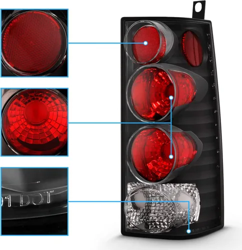 Vista 2 de AmeriLite juego de luces traseras de freno negras de repuesto para furgoneta Chevy Express GMC Savana - lado del pasajero y del conductor