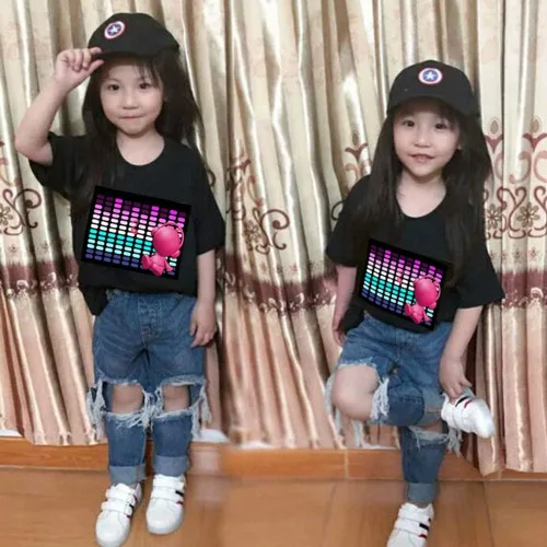 Vista 5 de Camiseta negra activada por sonido LED para niños, para cumpleaños, Halloween, Navidad