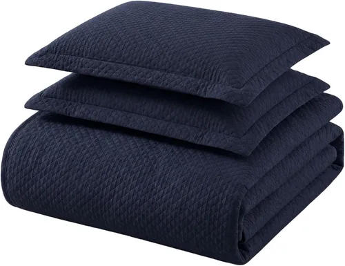 Vista 20 de Cubrecama doble Superior Diamond Solitaire de algodón de primera calidad Jacquard Matelassé con fundas de almohada a tono, color aguamarina, Agua
