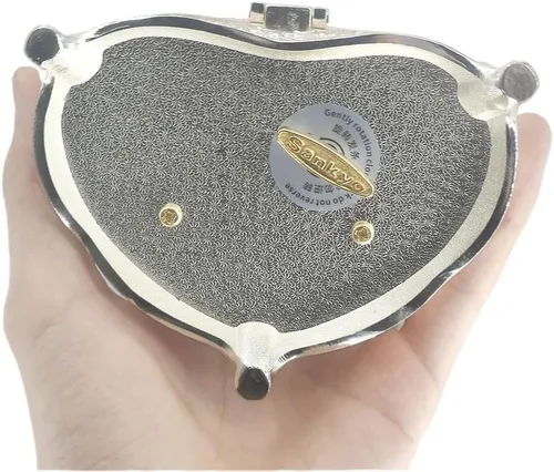 Vista 5 de ROSIKING Caja de música de aleación de metal en relieve en forma de corazón azul, caja musical antigua para joyería con cuerda, regalos