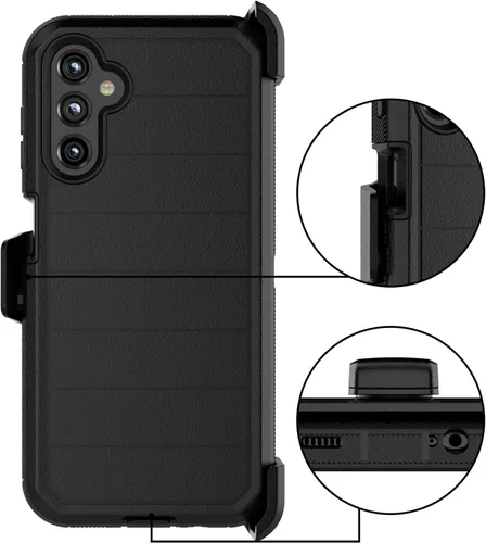 Vista 7 de Funda para teléfono Galaxy A14 5G, para Samsung A14 5G con clip para cinturón con [protector de pantalla incorporado] protector de pie resistente a