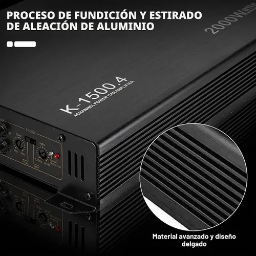 Vista 4 de YaeCCC Amplificador de 4 canales de 2000 W Amplificadores de coche de audio para coche Amplificadores de subwoofer