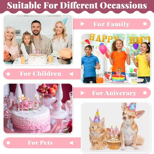 Vista 6 de Amylove Vela de cumpleaños número 0, decoración de pastel de mariposa con purpurina rosa con 10 velas delgadas, decoraciones de cumpleaños número 0