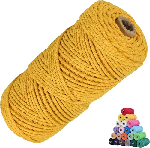 Vista 48 de Cordón de algodón para macramé 3mm x 109 yardas, cuerda de macramé natural color beige, suministros perfectos de algodón para macramé, para hacer