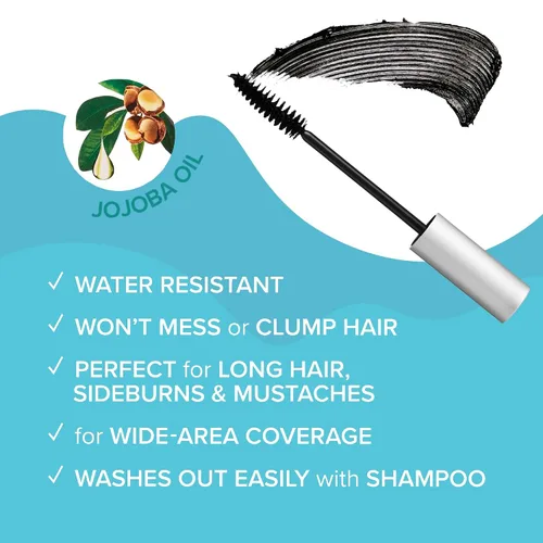 Vista 3 de RED by KISS Quick Cover Root Touch Up Rescue (Negro), Máscara Natural Resistente al Agua Temporal para Cubrir Canas y Barba, Cepillo con Aceite