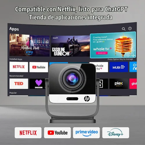Vista 3 de Proyector HP con Netflix, compatible con cargador de batería USB-C Negro
