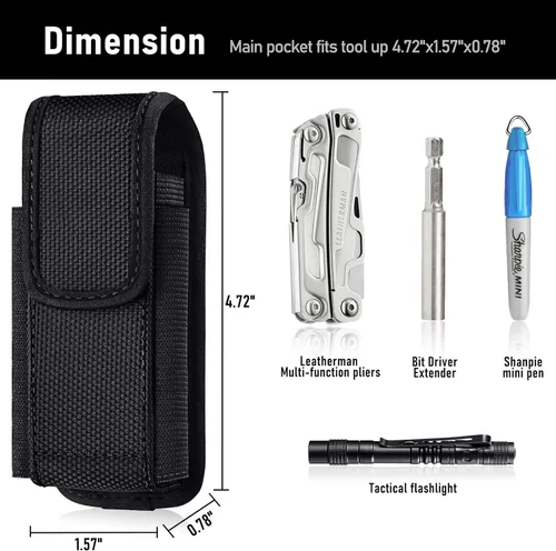 Vista 2 de Funda compatible con Leatherman Wave Plus Wingman Surge Rebar Multiherramienta Funda de cinturón de nylon con clip de cinturón
