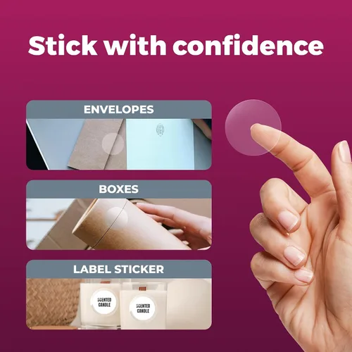 Vista 3 de NextDayLabels Calcomanías circulares transparentes – 1,000 etiquetas redondas de sellado de 1.5 pulgadas en rollo – Calcomanías transparentes