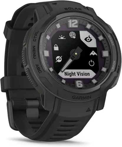 Vista 6 de Garmin Instinct Crossover Solar Tactical - Reloj inteligente híbrido resistente con manos analógicas y pantalla digital, caja de regalo con Negro