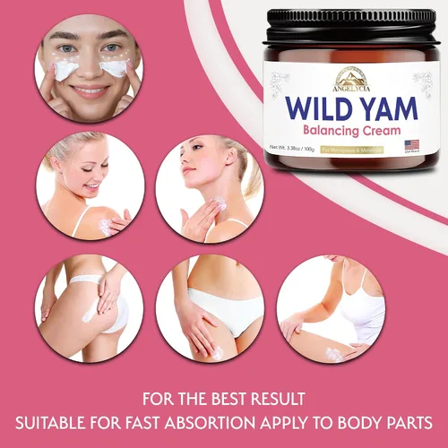 Vista 4 de ANGELYCIA Crema orgánica de ñame silvestre para el equilibrio hormonal, apoyo natural para la menopausia, la perimenopausia y el alivio del síndrome